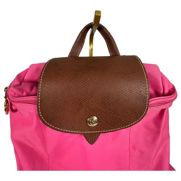 Longchamp Paris La Pliage Sac A Dos Modele Depose Candy Pink Nylon Backpack - Picture 5 of 7